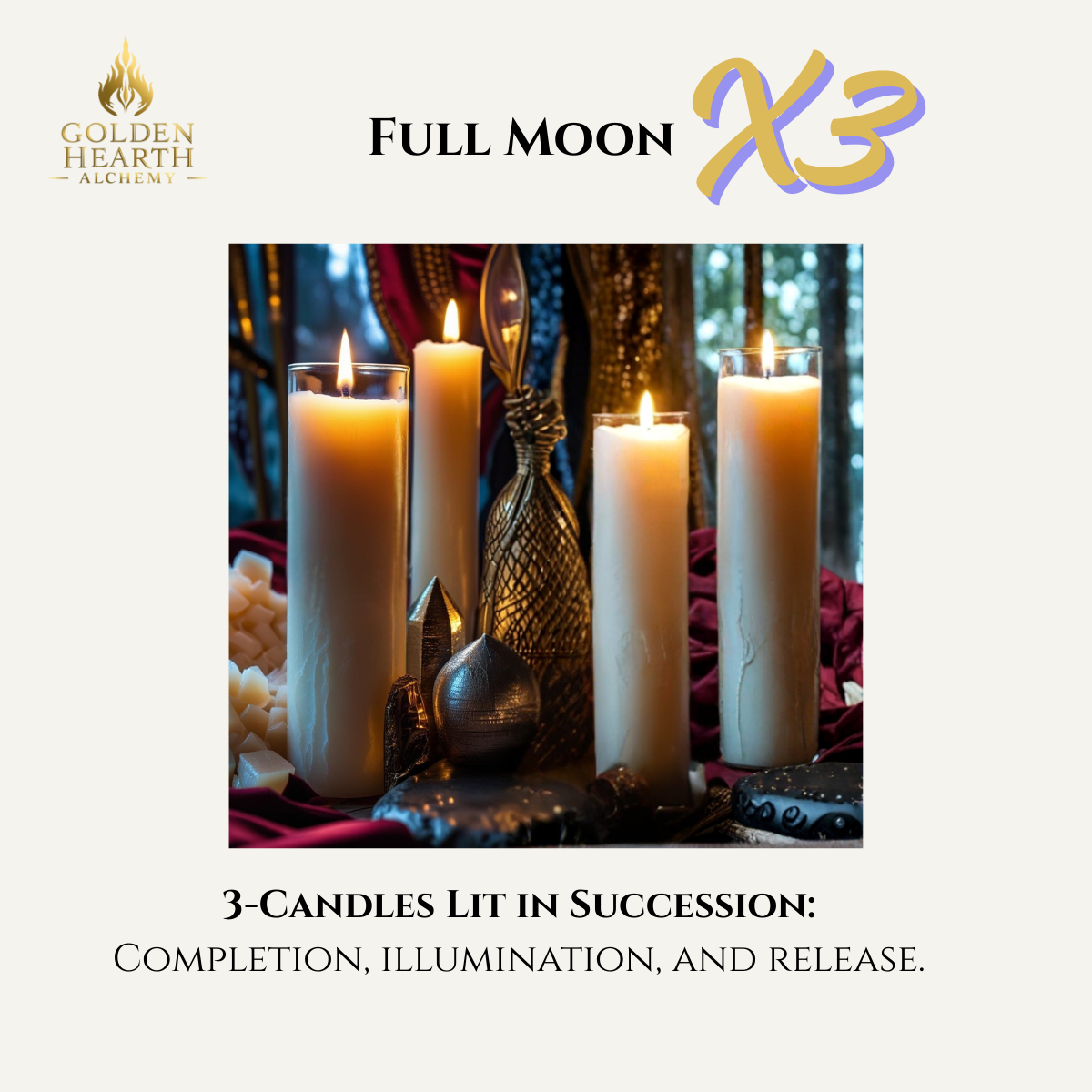 3x Full Moon Candles