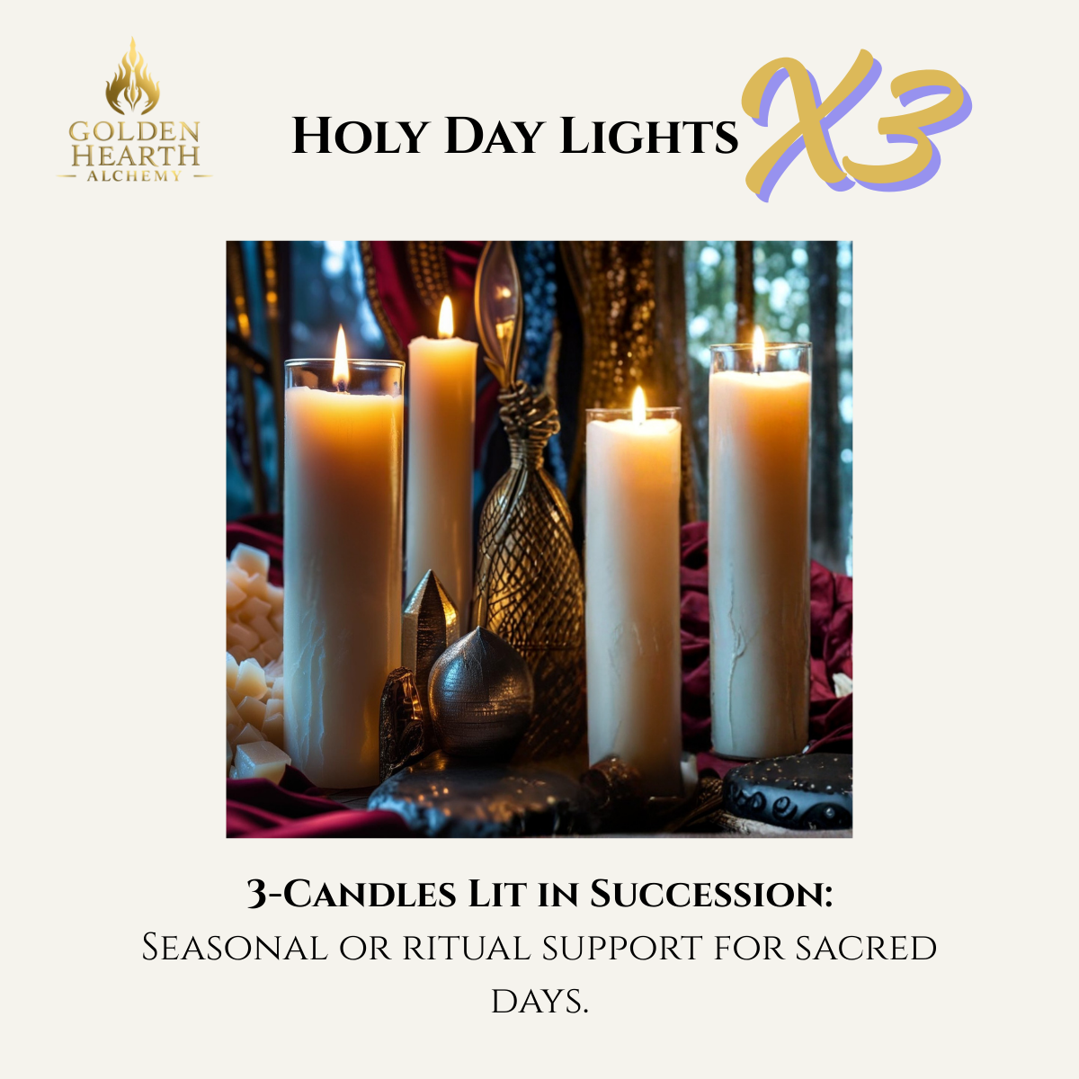 3x Holy Day Lights Candles