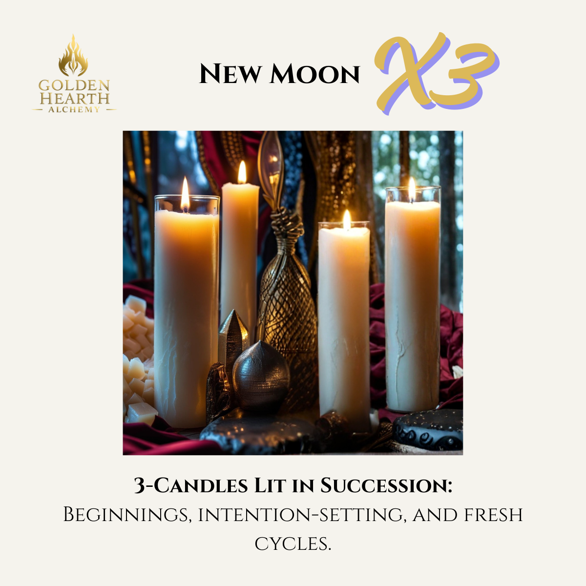 3x New Moon Candles
